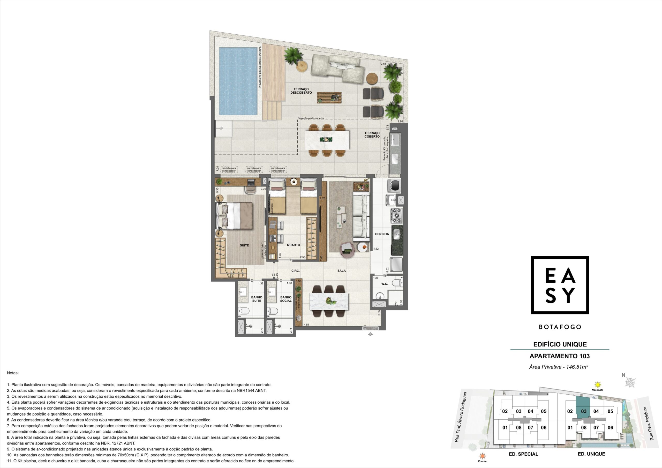 Planta dos apartamento 103 do Edifício Unique